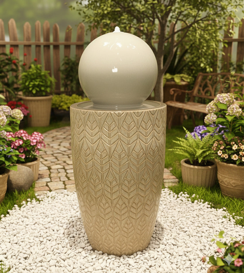 نافورة كروية سيراميك باللون البيج