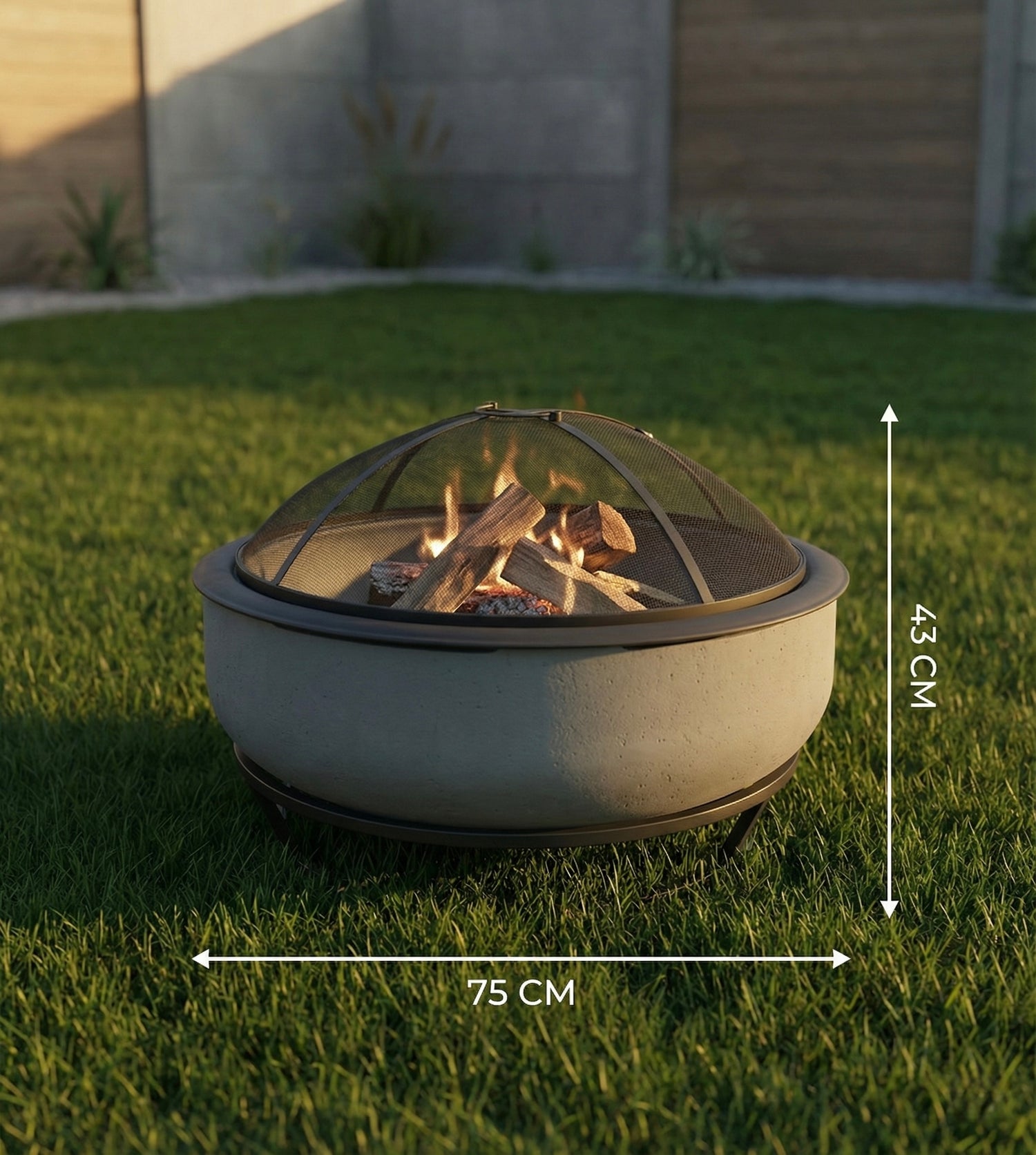 Wood-burning fire pit with BBQ grill (concrete)