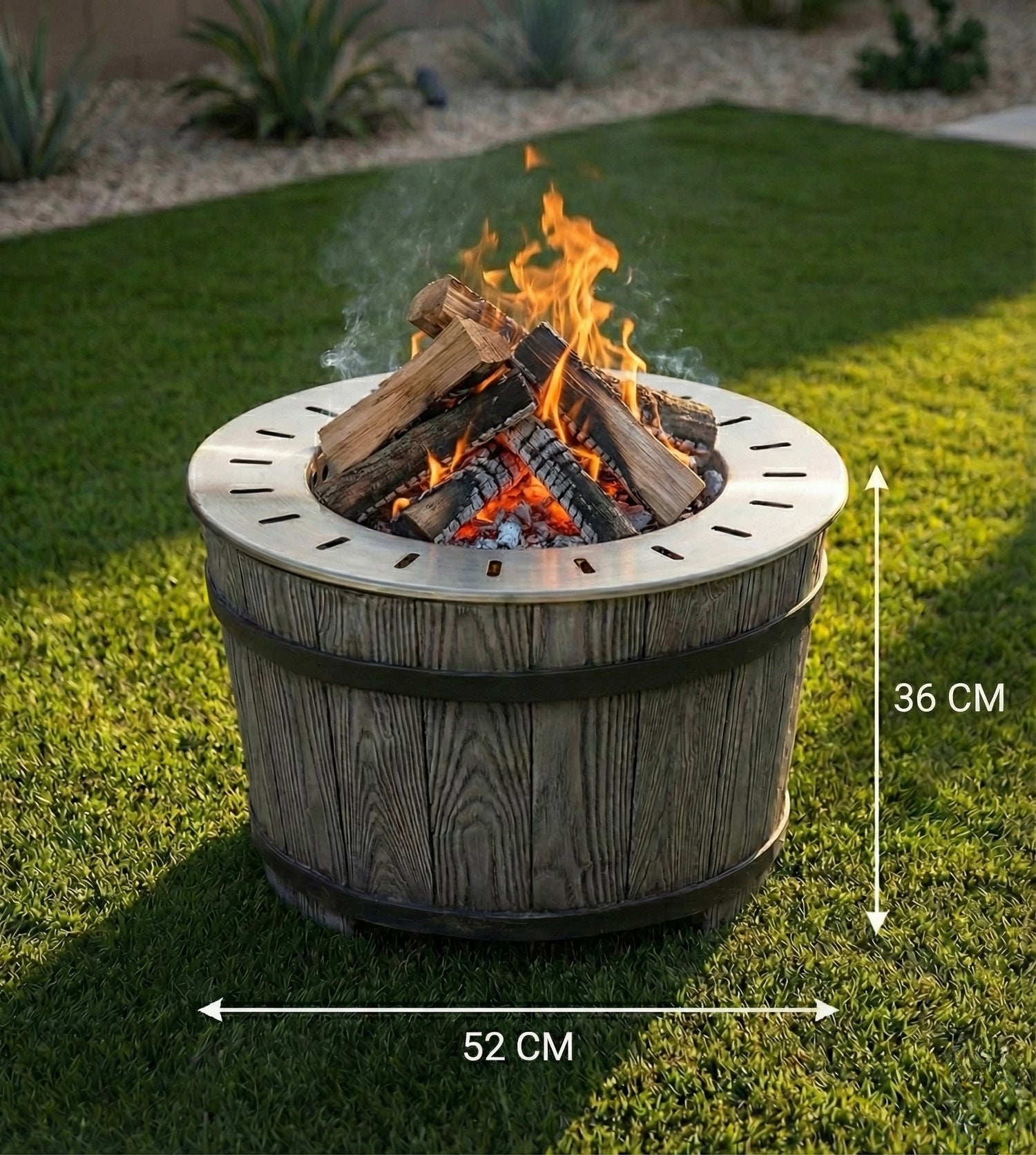 Wood-burning fire pit with BBQ grill (gray)