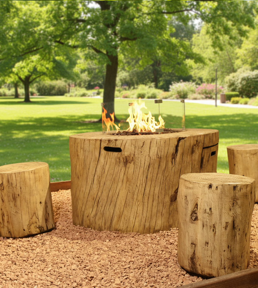 دفاية غاز دائرية بتصميم خشبي