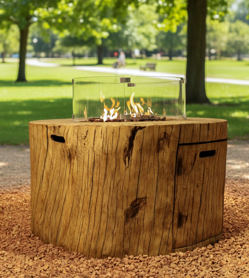 دفاية غاز دائرية بتصميم خشبي