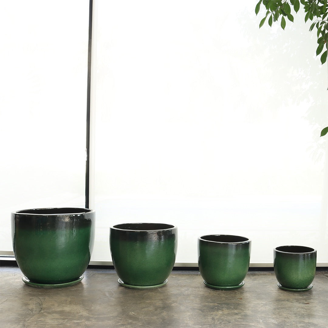 حوض سيراميك مع صحن تصريف المياه (أخضر زمردي)