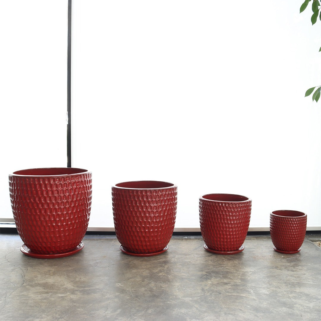 حوض سيراميك مع صحن تصريف المياه (أحمر)