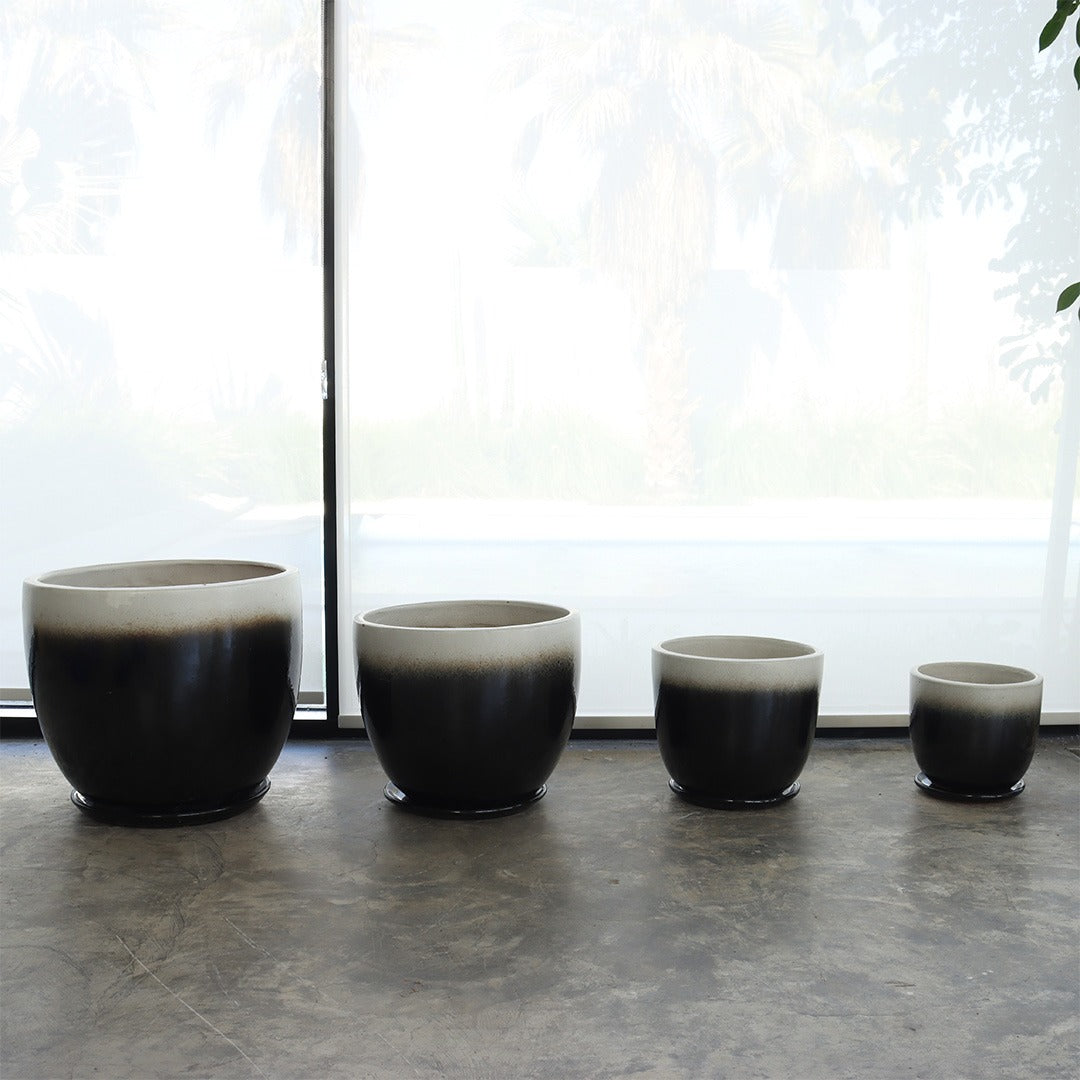 حوض سيراميك مع صحن تصريف (أوف وايت وأسود)