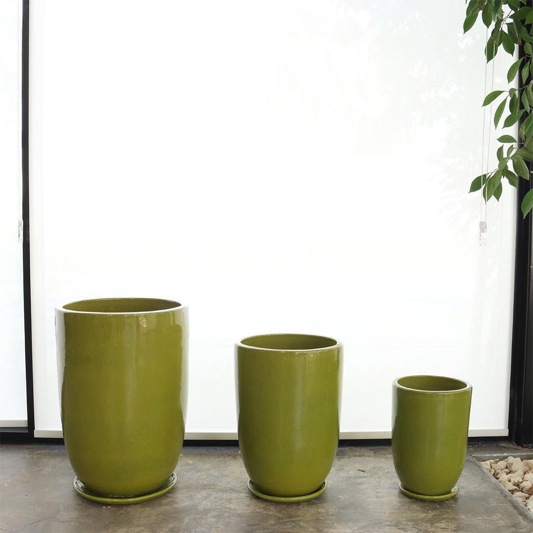 حوض سيراميك مع صحن تصريف المياه (أخضر زيتوني)