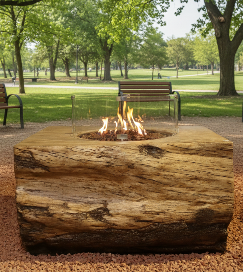 دفاية غاز مربعة بتصميم خشبي