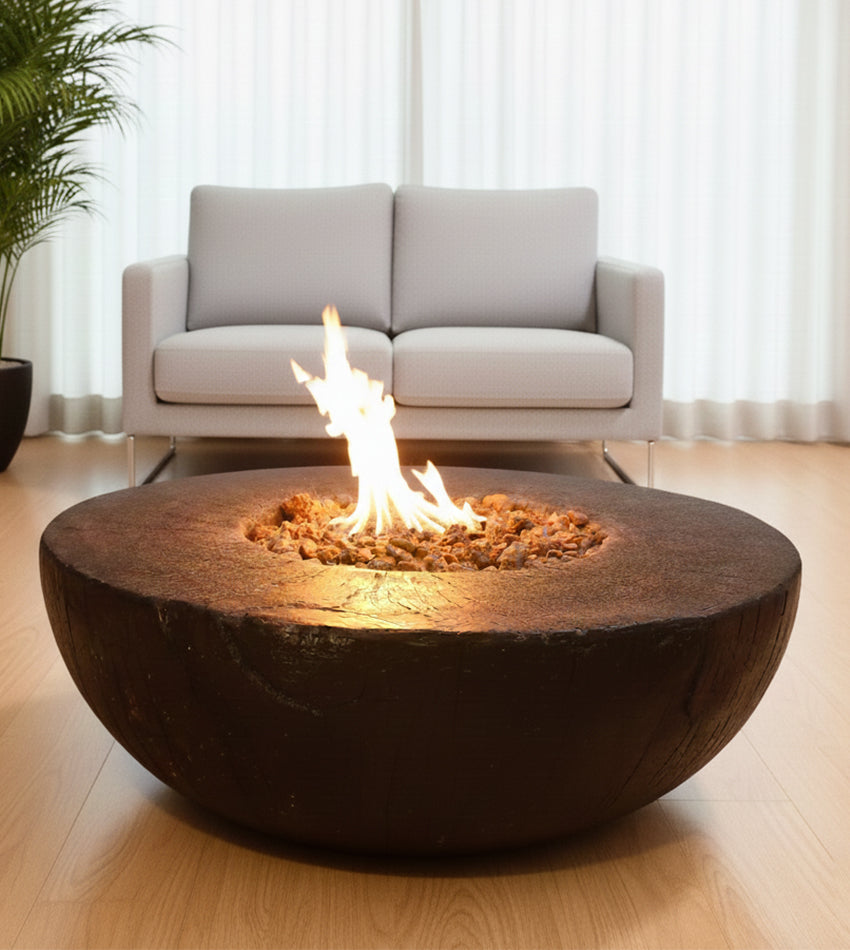 دفاية غاز نصف دائرية لون أسود بركاني