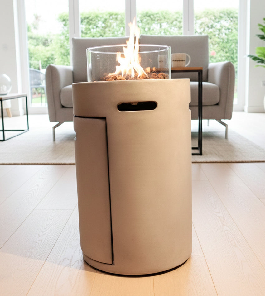 دفاية غاز اسطوانية لون رمادي فاتح