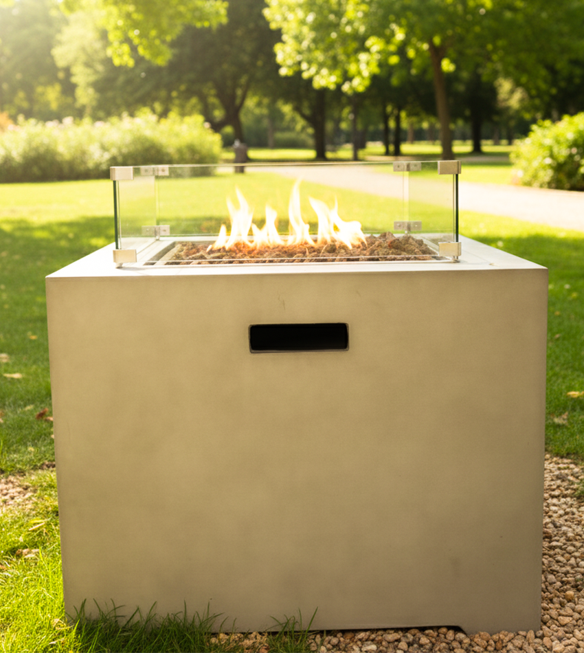 دفاية غاز مربعة لون رمادي فاتح