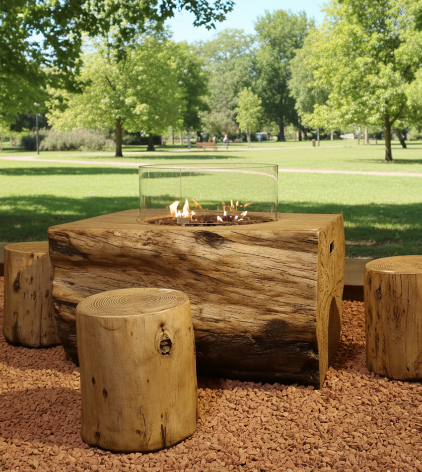 دفاية غاز مربعة بتصميم خشبي